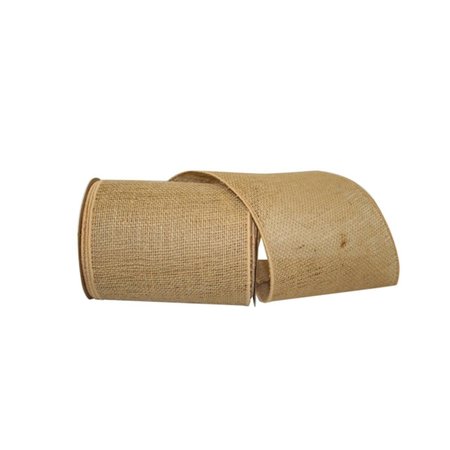 RELIANT RIBBON 6 in. 10 Yards Burlap Colored Wired Edge Ribbon, Natural 3221M-750-25F